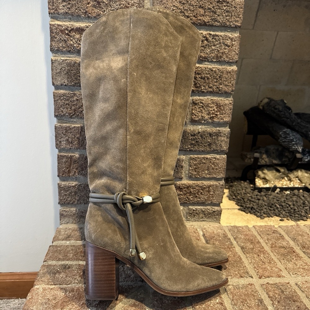 Dolce Vita Tarren Knee High Boots Women's Size 7 Olive  Suede Equestrian Boots